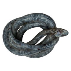 Rare 19th Century French Majolica Palissy Coiled Snake
