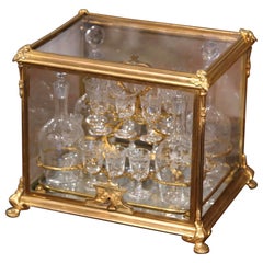 19th Century French Napoleon III Gilt Bronze and Glass Complete Cave à Liqueur