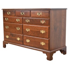 Henkel Harris American Chippendale Solid Cherry Wood Dresser, Newly Refinished