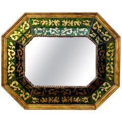 A Spanish Glass Verre Eglomise Gilded Mirror c. 1930