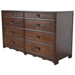 Michael Taylor for Baker Far East Collection Walnut Double Dresser, Refinished