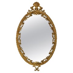 French Wall Mirror Brass Frame with Rocaille Patterns Louis XV style, circa 1960