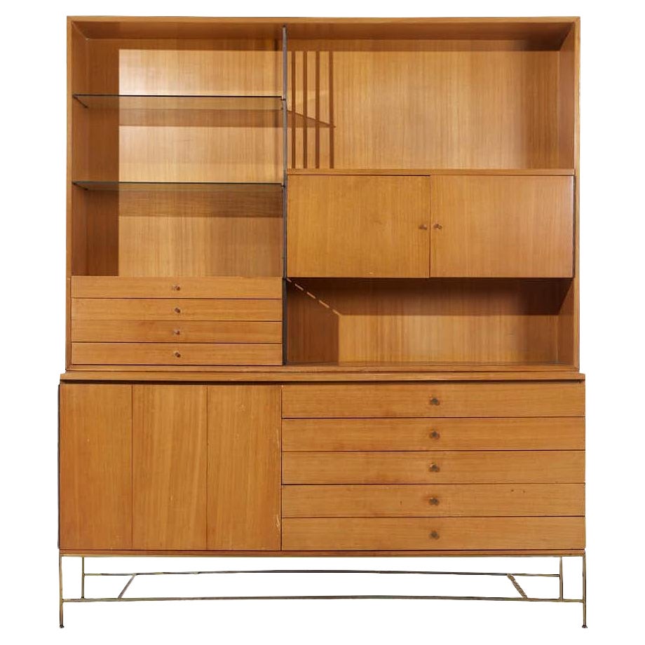 Paul McCobb Calvin Irwin Collection MCM Bleiche Mahagoni Messing Kredenz und Hutch im Angebot