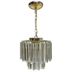 Vintage Venini Style Murano Glass And Brass Chandelier