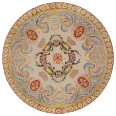 Antique Early 20th Century Savonnerie Spanish Circular Fragmentary Rug