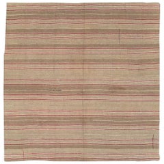 Mid-20th Century Handmade Turkish Flatweave Kilim Square Room Size Carpet