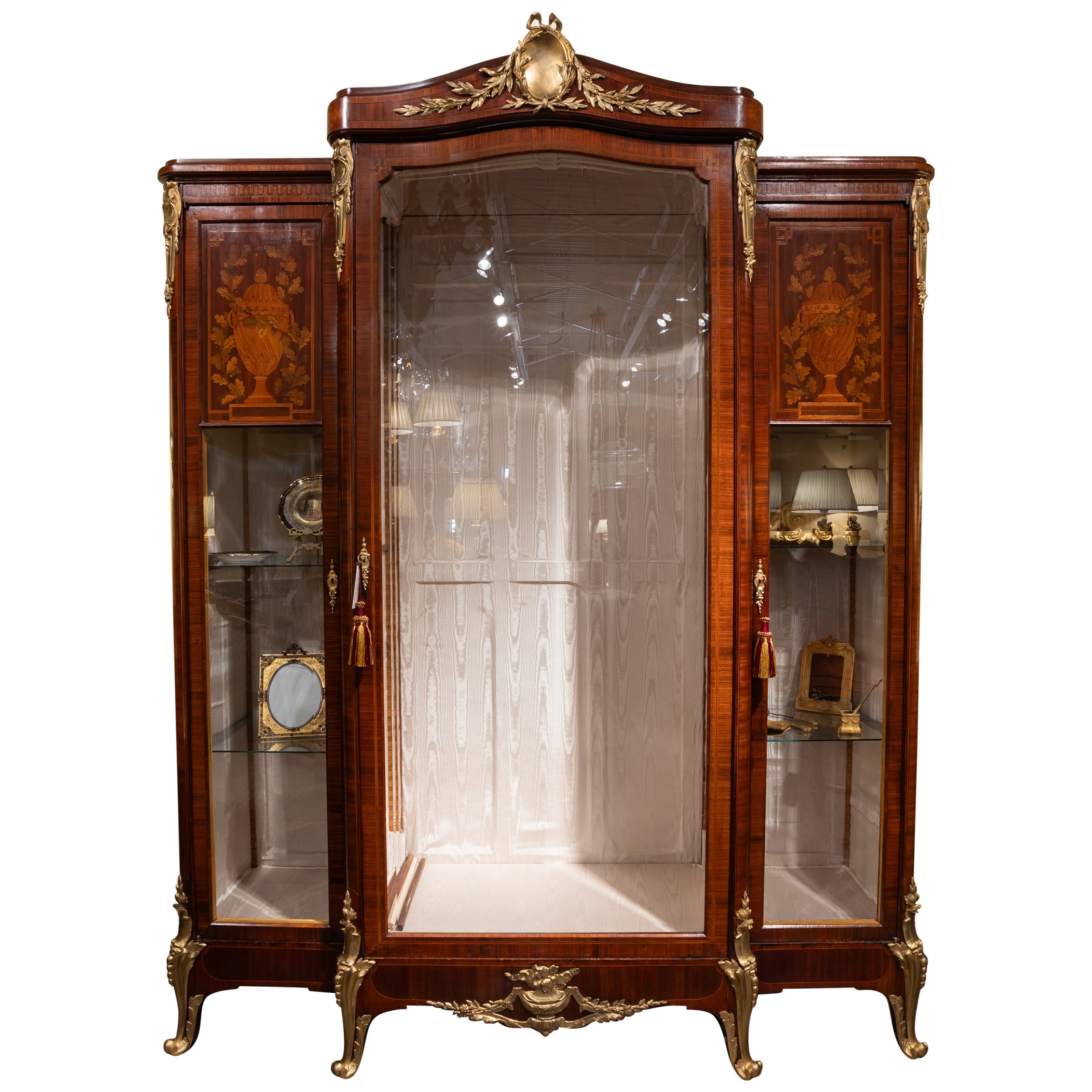 A fine 19th c French Louis XVI marquetry and kingwood viewing cabinet . 
