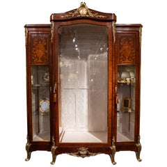 Antique A fine 19th c French Louis XVI marquetry and kingwood viewing cabinet . 