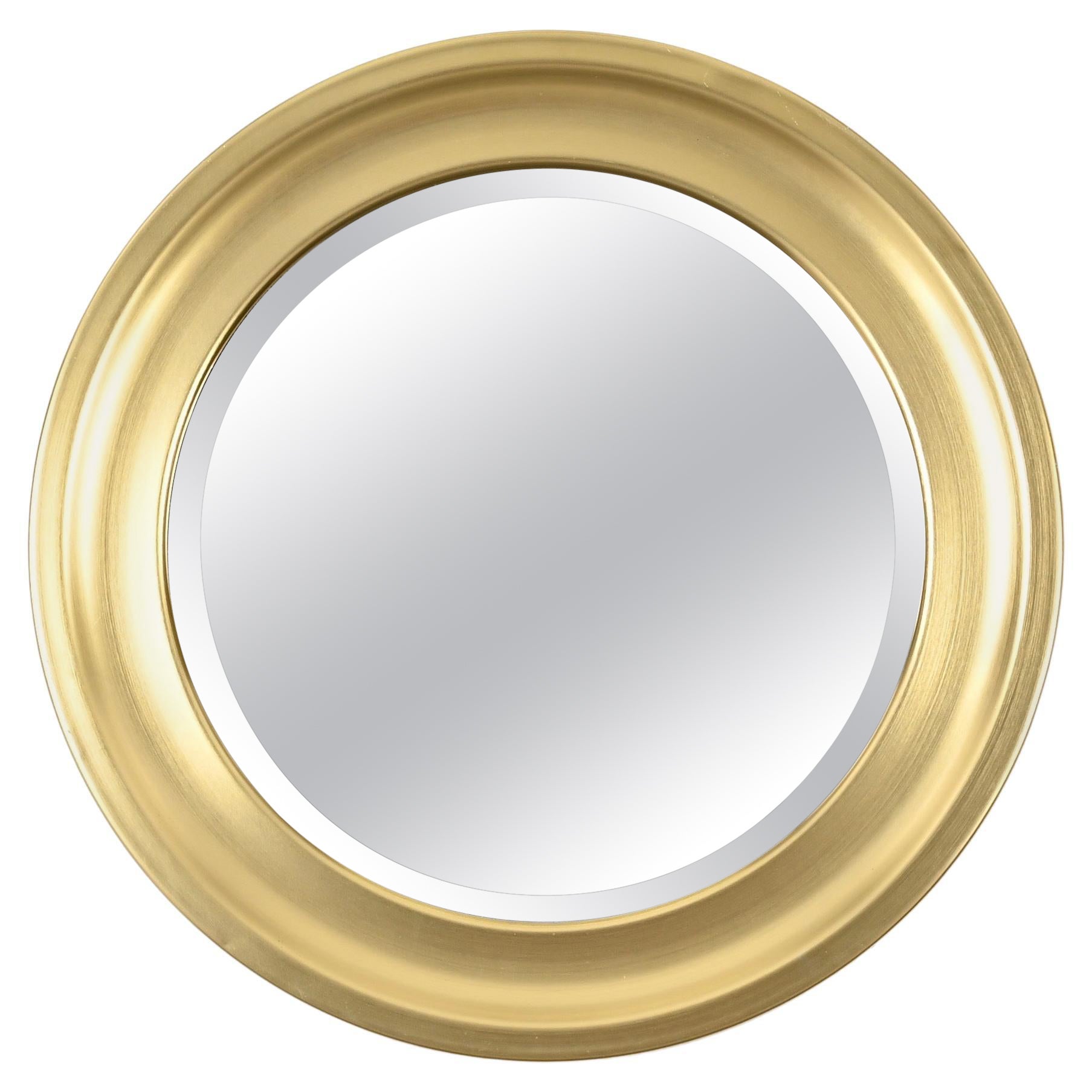 Sergio Mazza Midcentury Golden Aluminum Round Mirror for Artemide, Italy 1960s For Sale