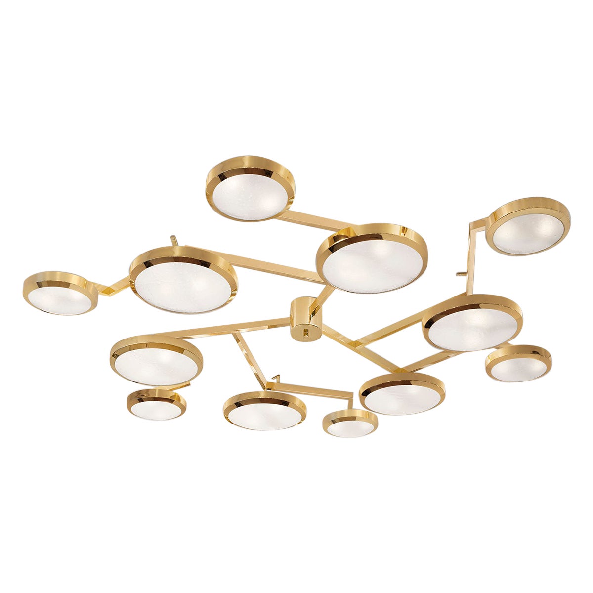 Nuvola Ceiling Light by Gaspare Asaro - Polished Brass Finish For Sale
