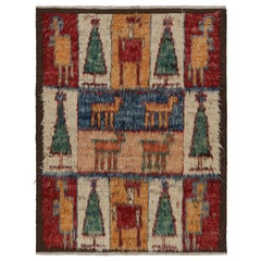 Rug & Kilim’s Moroccan Style Shag Rug with Colorful Geometric Pictorials