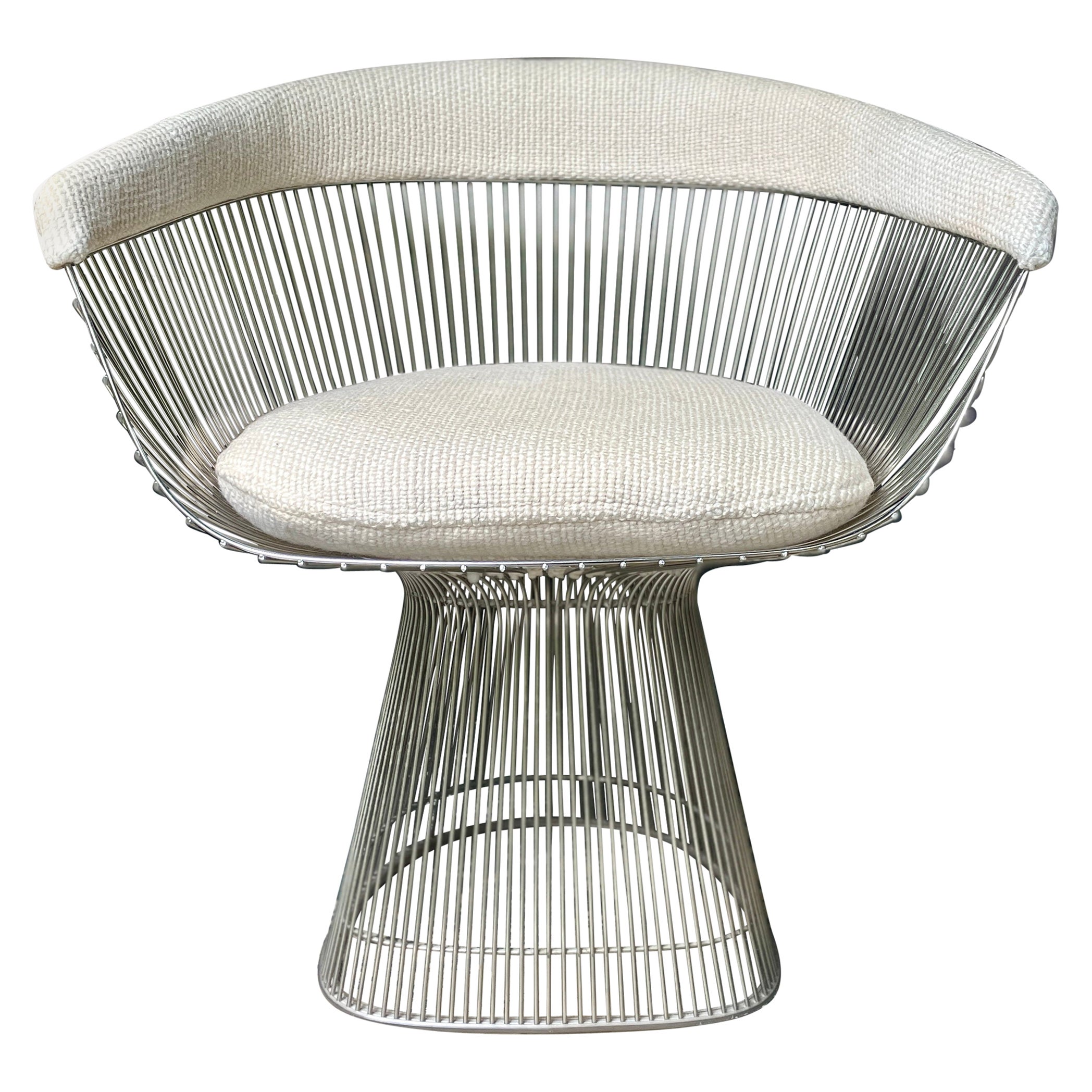 1970s Vintage Warren Platner Occasional Chair Knoll Beige Knobby Wool For Sale