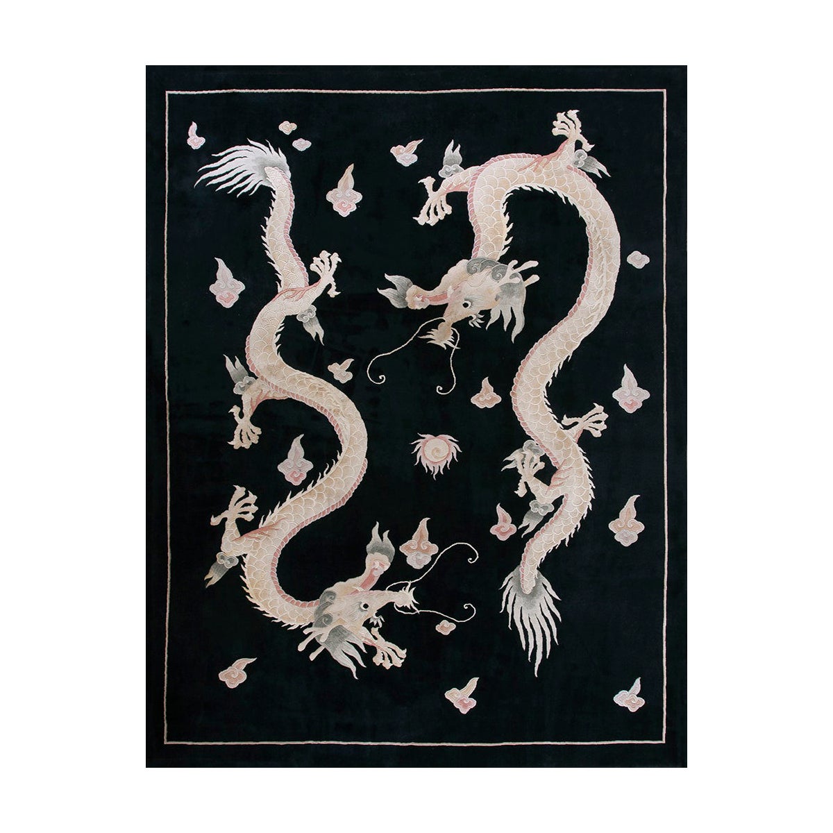 Chinese Art Deco Style Carpet with Dragons ( 9'x 12' - 275 x 365 )