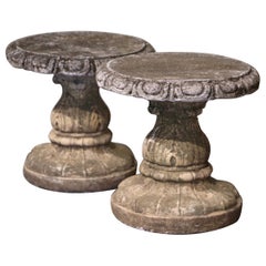 Pair of Early 20th Century French Weathered Concrete Stools from Normandy