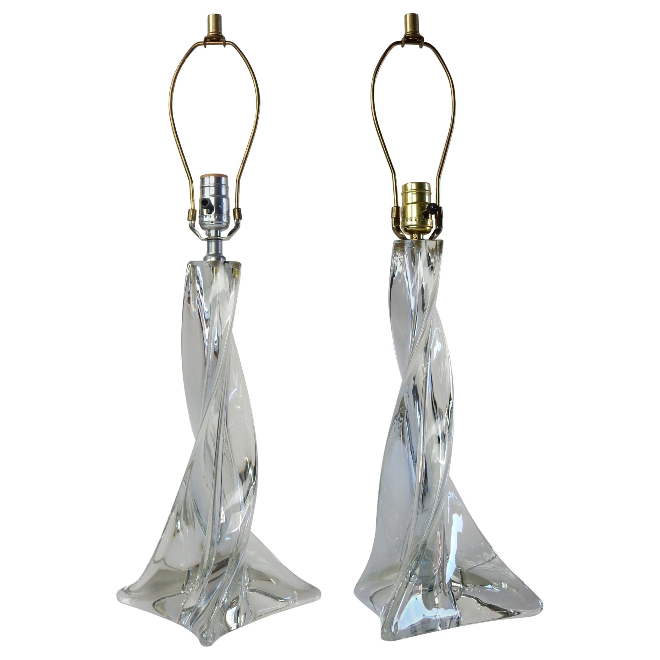 Vintage French Art Glass Lamps by St. Louis Crystal  For Sale