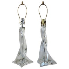 Vintage French Art Glass Lamps by St. Louis Crystal 