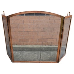 Antique 20th Century Copper Trifold Fireplace Screen