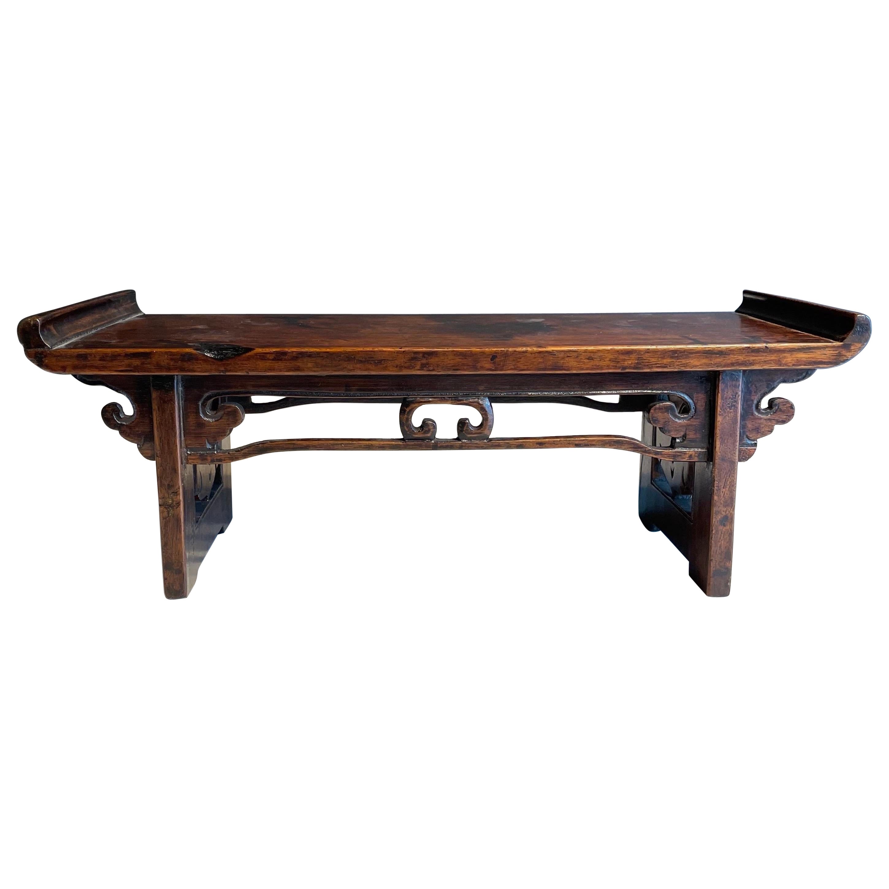 A Chinese Hardwood Miniature Table Form Stand, Late 19th century For Sale