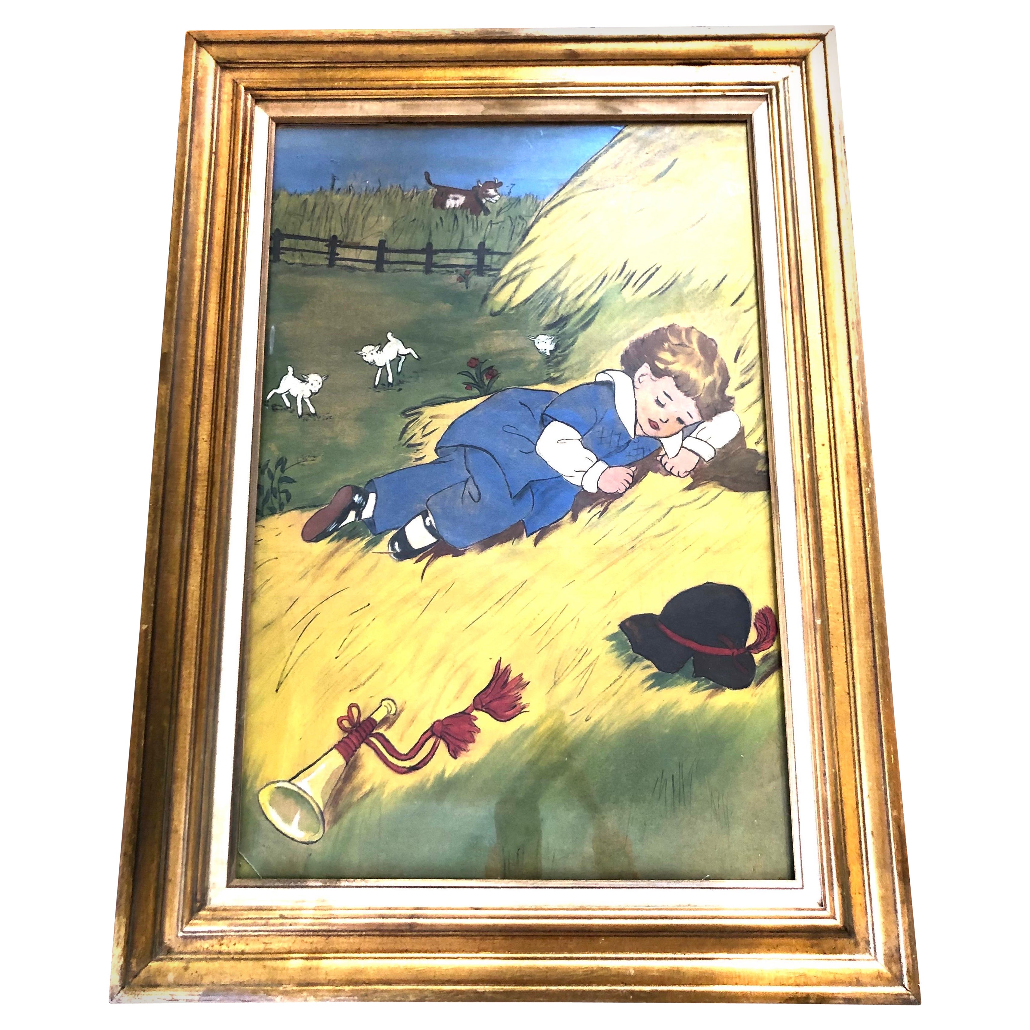 Little Boy Blue Painting on Canvas Cloth