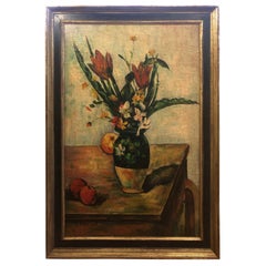 Vintage Textural Floral and Fruit Still Life Signed Leyster