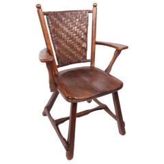 Used Old Hickory American Provincial Paddle Arm Lounge Chair c 1940's