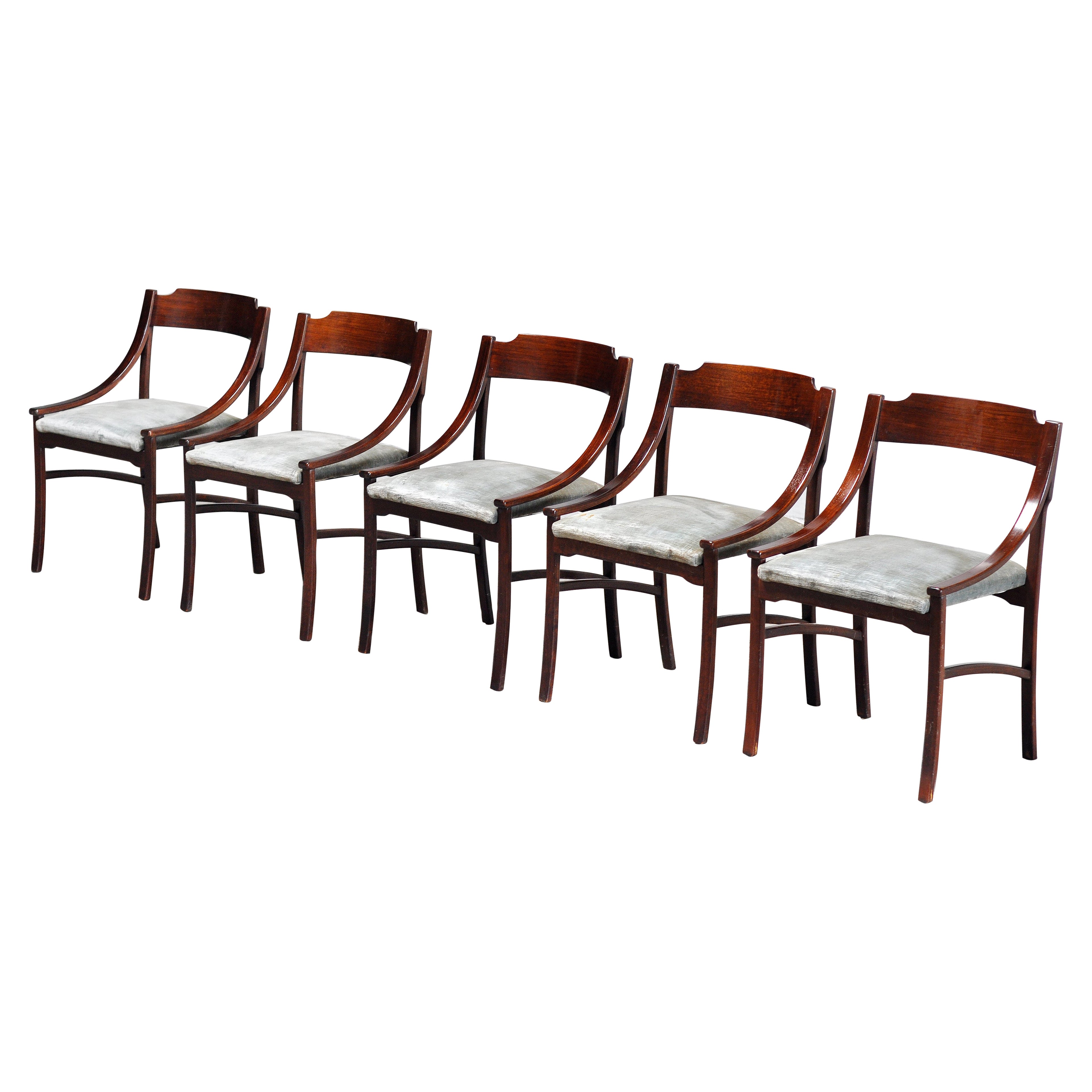 Set of 5 Ico Parisi Italian Rosewood Dining Chairs, 1960's