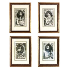 Framed 18th Century Neoclassical Style Portrait Engravings, Set of 4