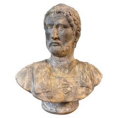 Buste néoclassique en terre cuite sicilienne de l'empereur romain Adriano