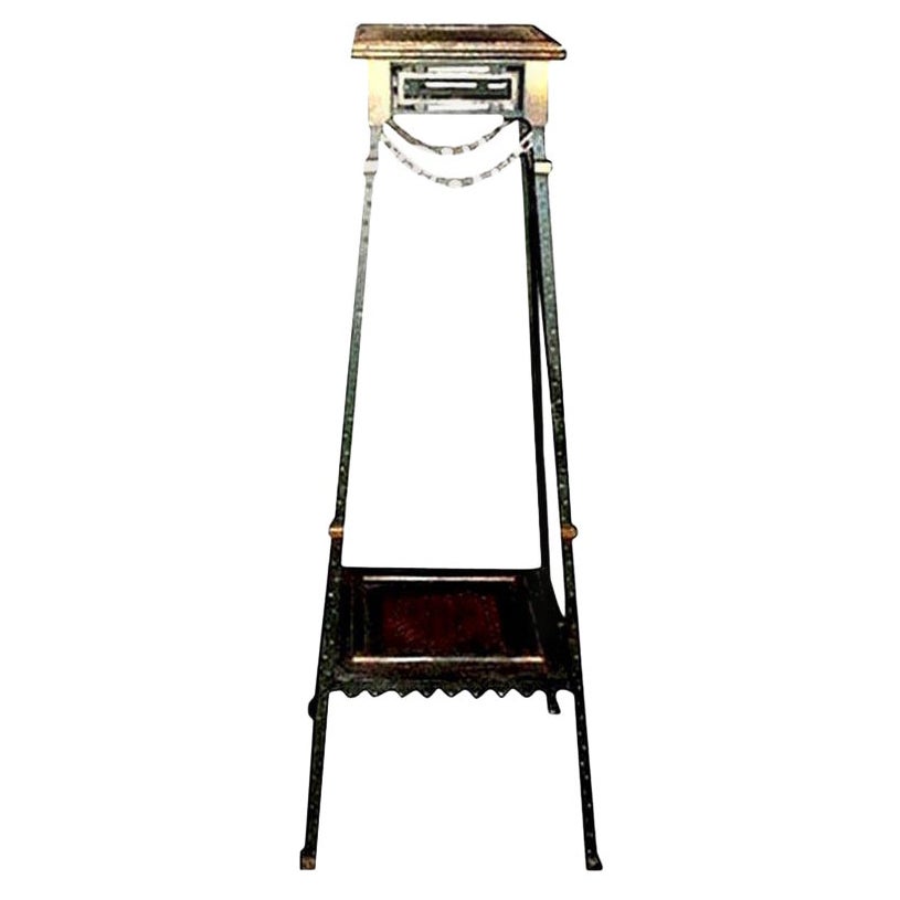 French Maison Jansen Style Iron and Bronze Pedestal Table