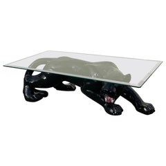Antique Ceramic Panther Coffee Table