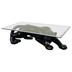 Vintage Ceramic Panther Coffee Table