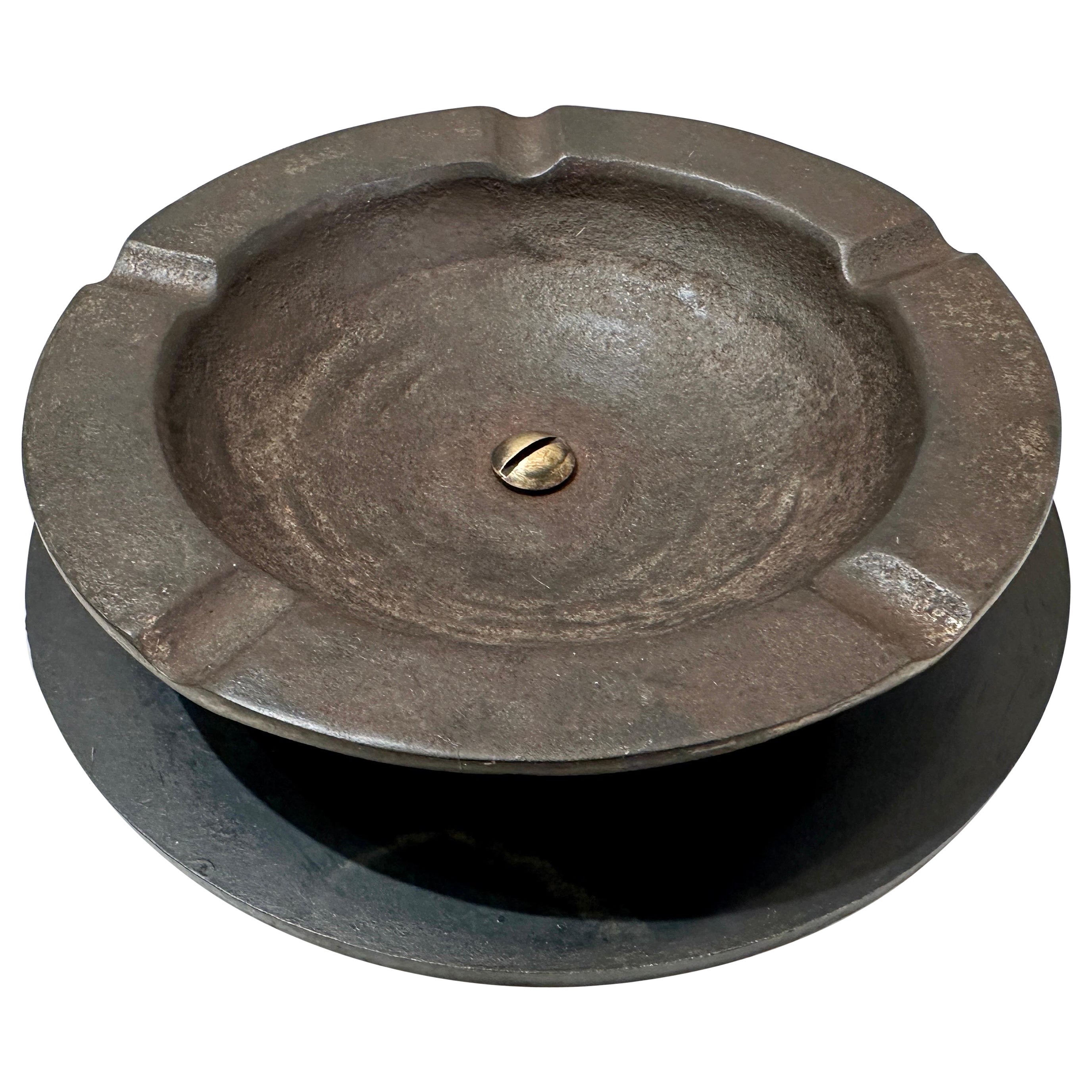Heavy Industrial French Iron Cigar Ash Tray For Sale
