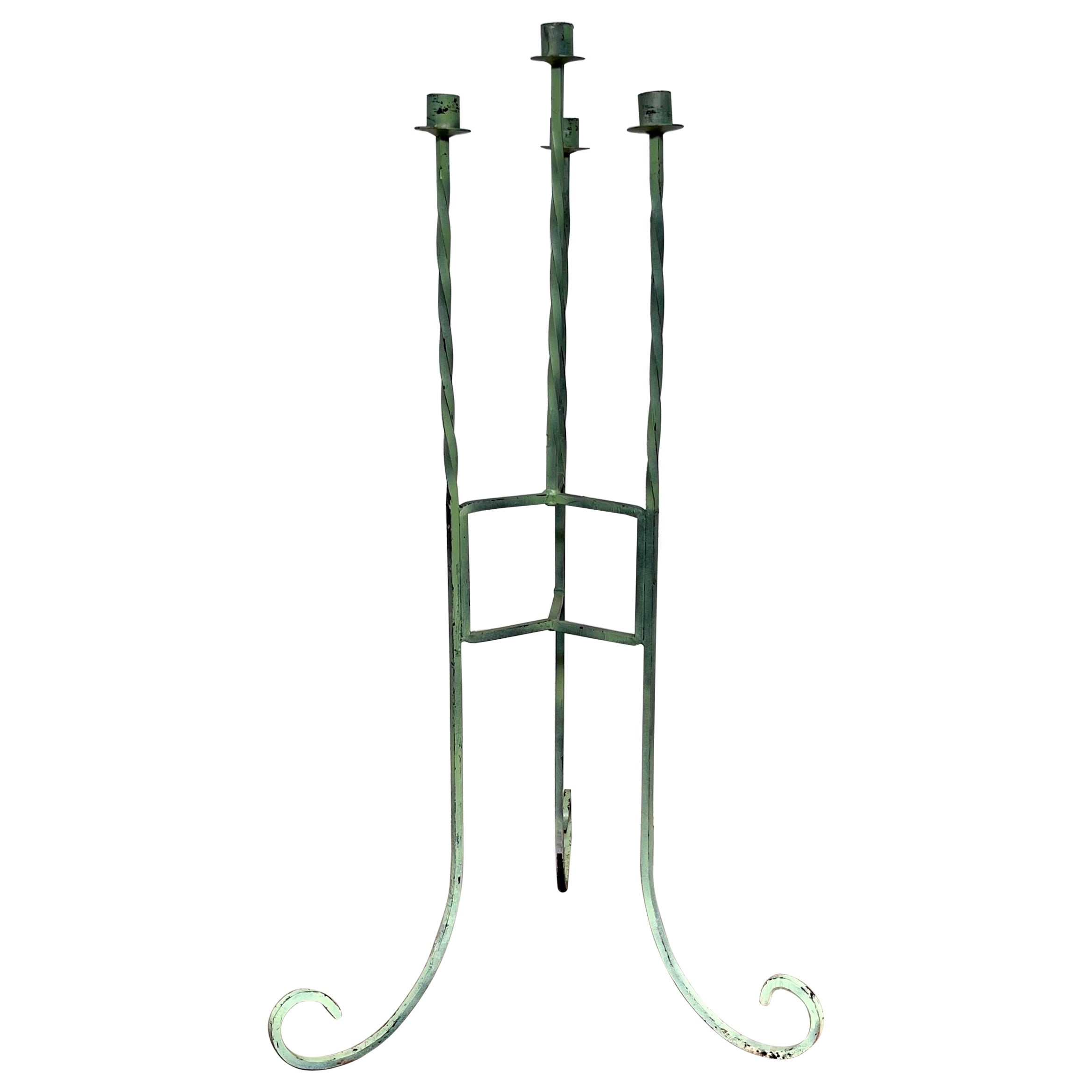 Postmodern Wrought Iron Candle Stick Torchiere For Sale