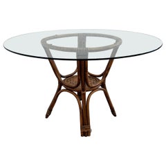 Retro French Style Bamboo Rattan Wicker Dining Table Table