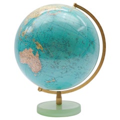 globe en verre éclairé moderne du milieu du siècle dernier sur une base en verre satiné par Columbia Duo