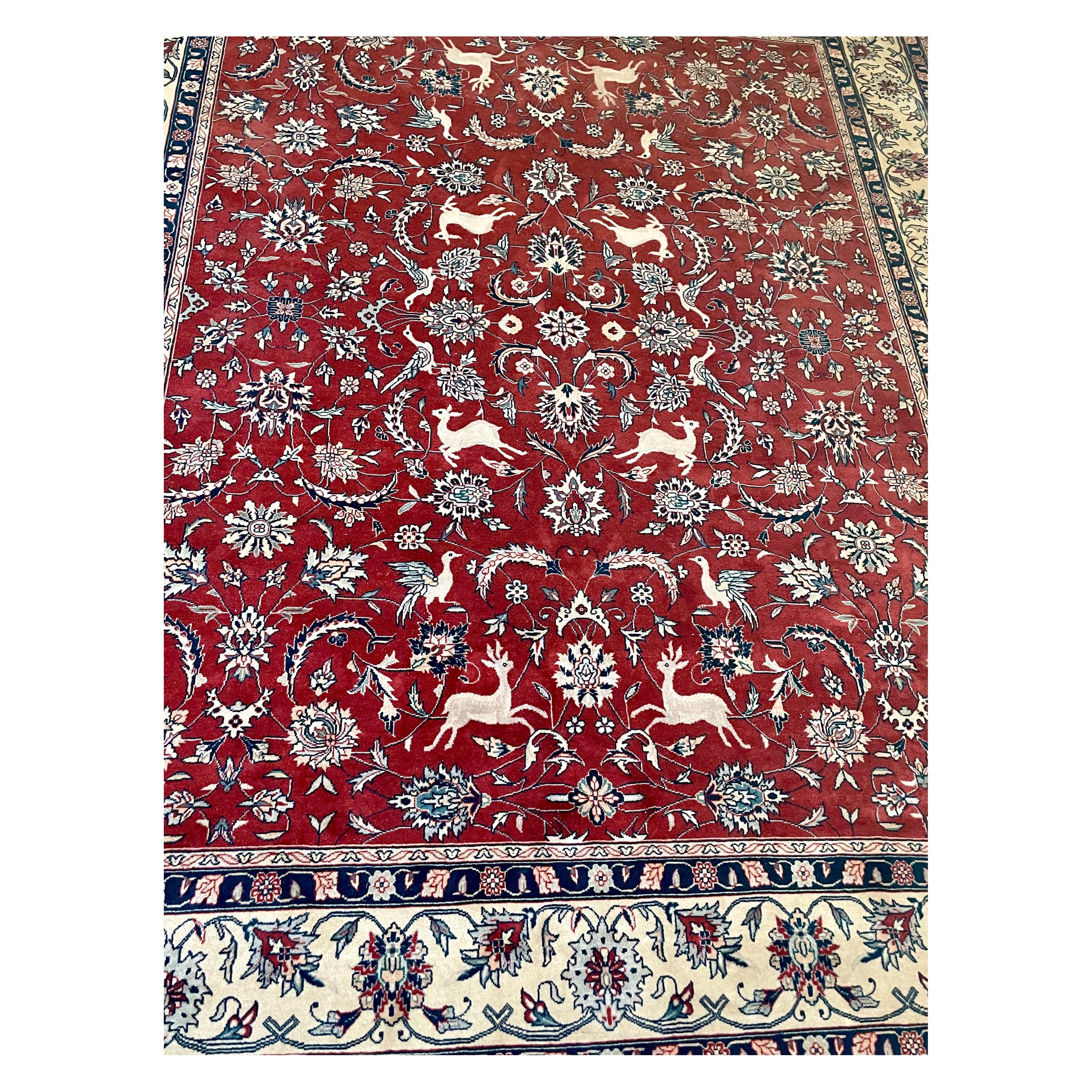 Antiker großer persischer Teppich aus reiner Wolle im Angebot