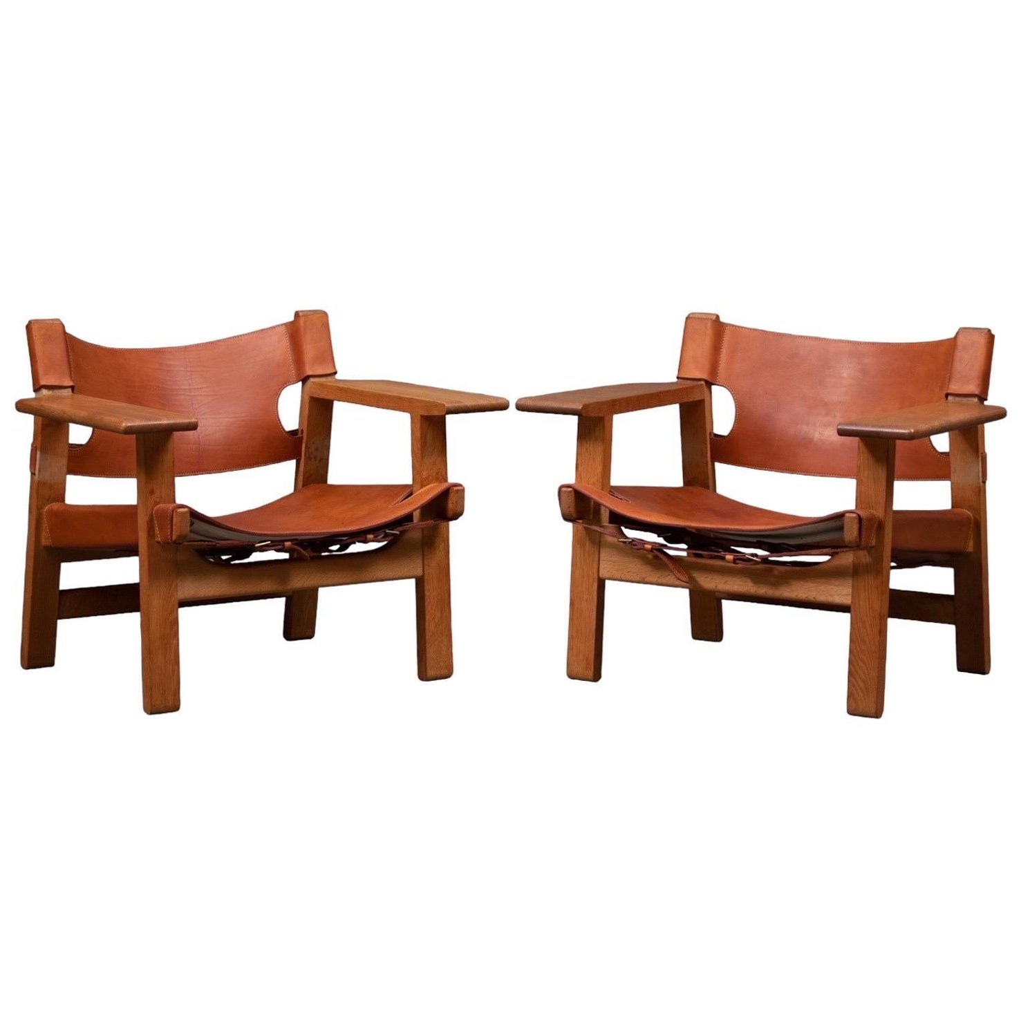 Pair of Spanish Chairs by Børge Mogensen, 1960s For Sale