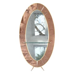 Used Outstanding Cristal Arte  Pink Hand Cut Etched Glass Full Length Mirror 