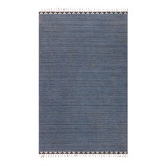 Vintage Swedish Beige Blue Gray Flat Woven Rug