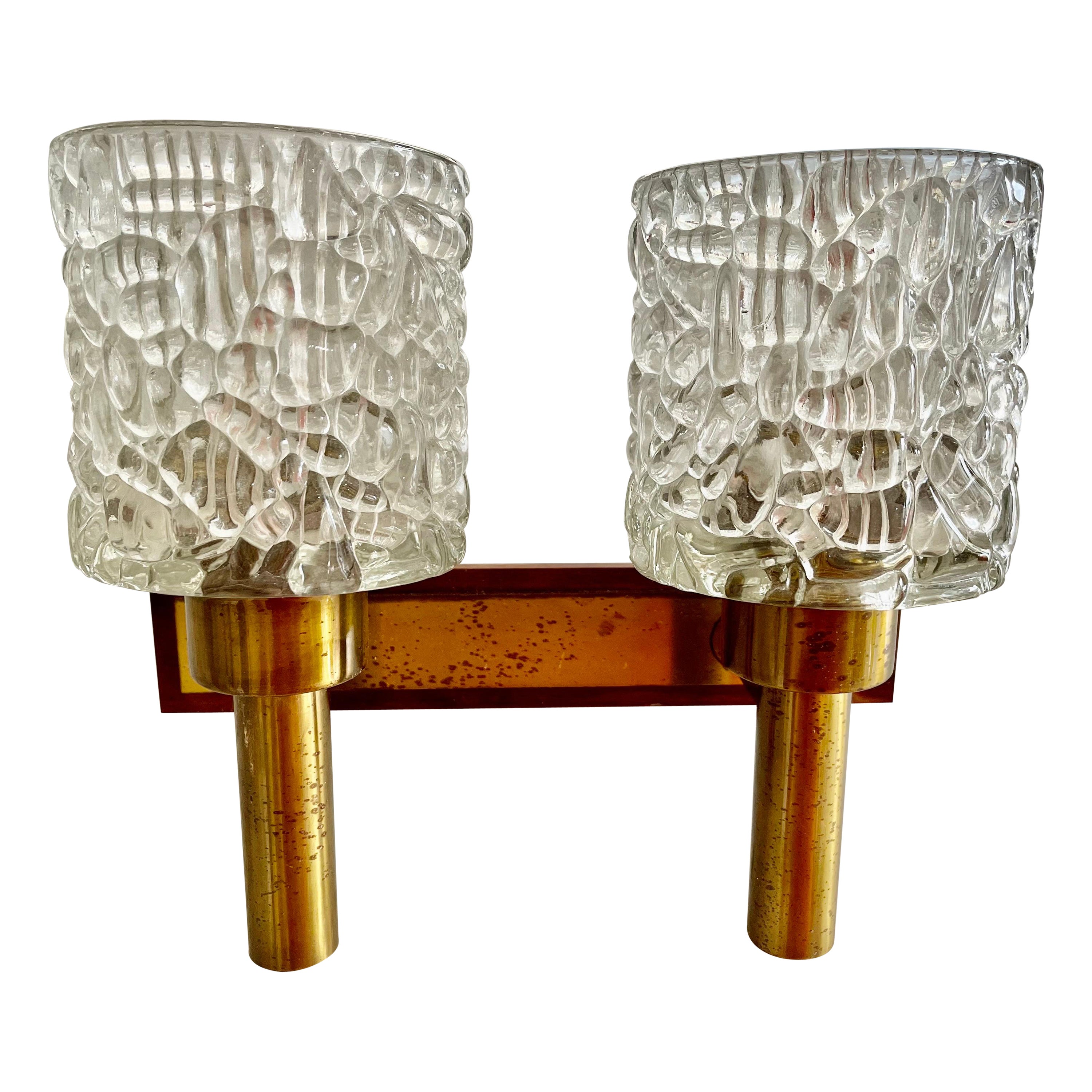 Carl Fagerlund by Orrifors wall lighting with Teak original, Sweden 1960 For Sale