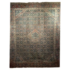 Antique 19th Century Persian Tabriz in an All-over Geometric Pattern in Midnight Blue