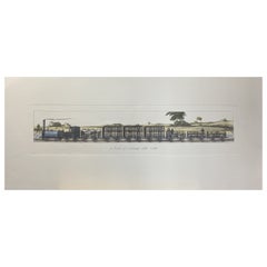 Italian Contemporary Hand Painted Print English Freight Train 1 of 2