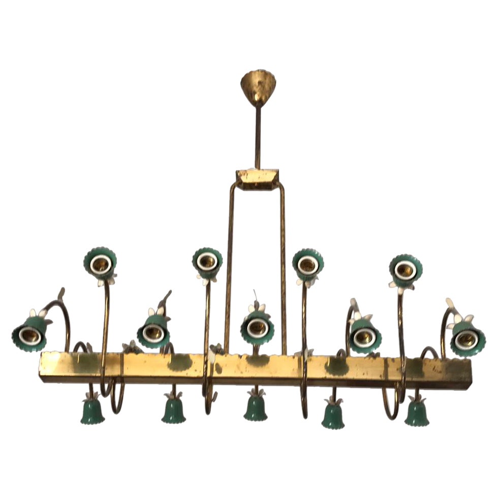 Art Deco Brass Chandelier in the style of Pietro Chiesa, Italy 1930s
