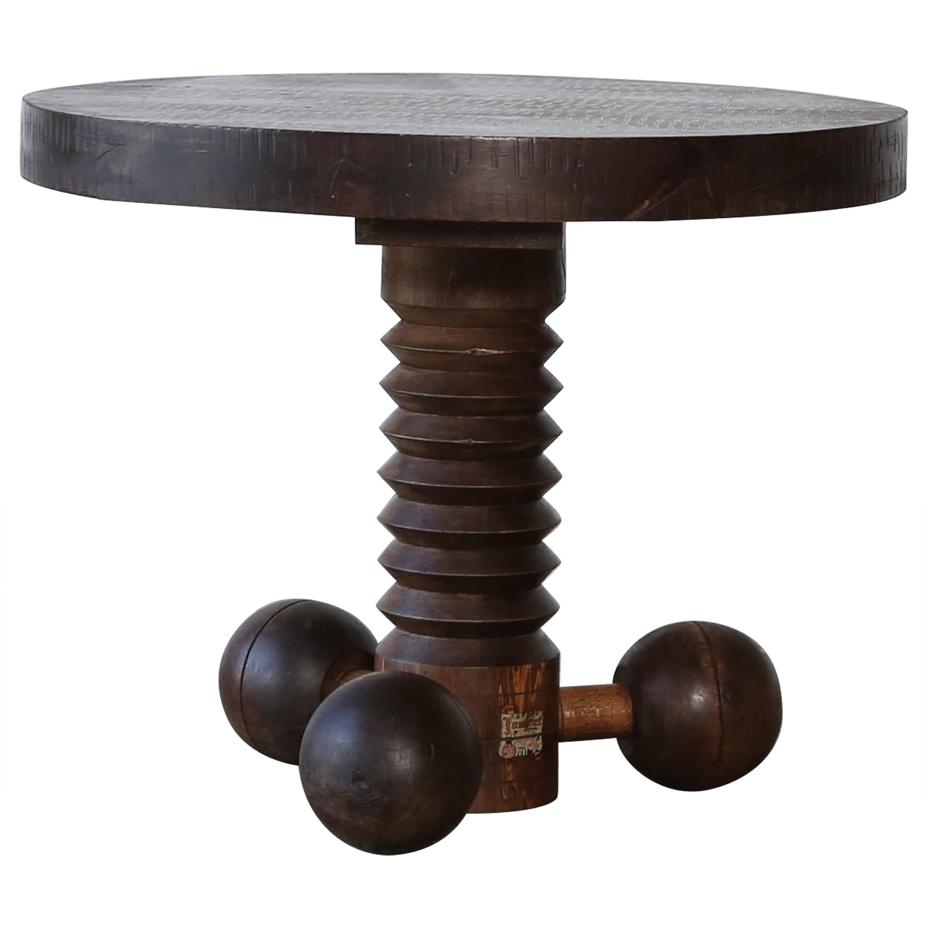 Original, Early Tripod / Ball Side Table by Charles Dudouyt, France, 1940s For Sale