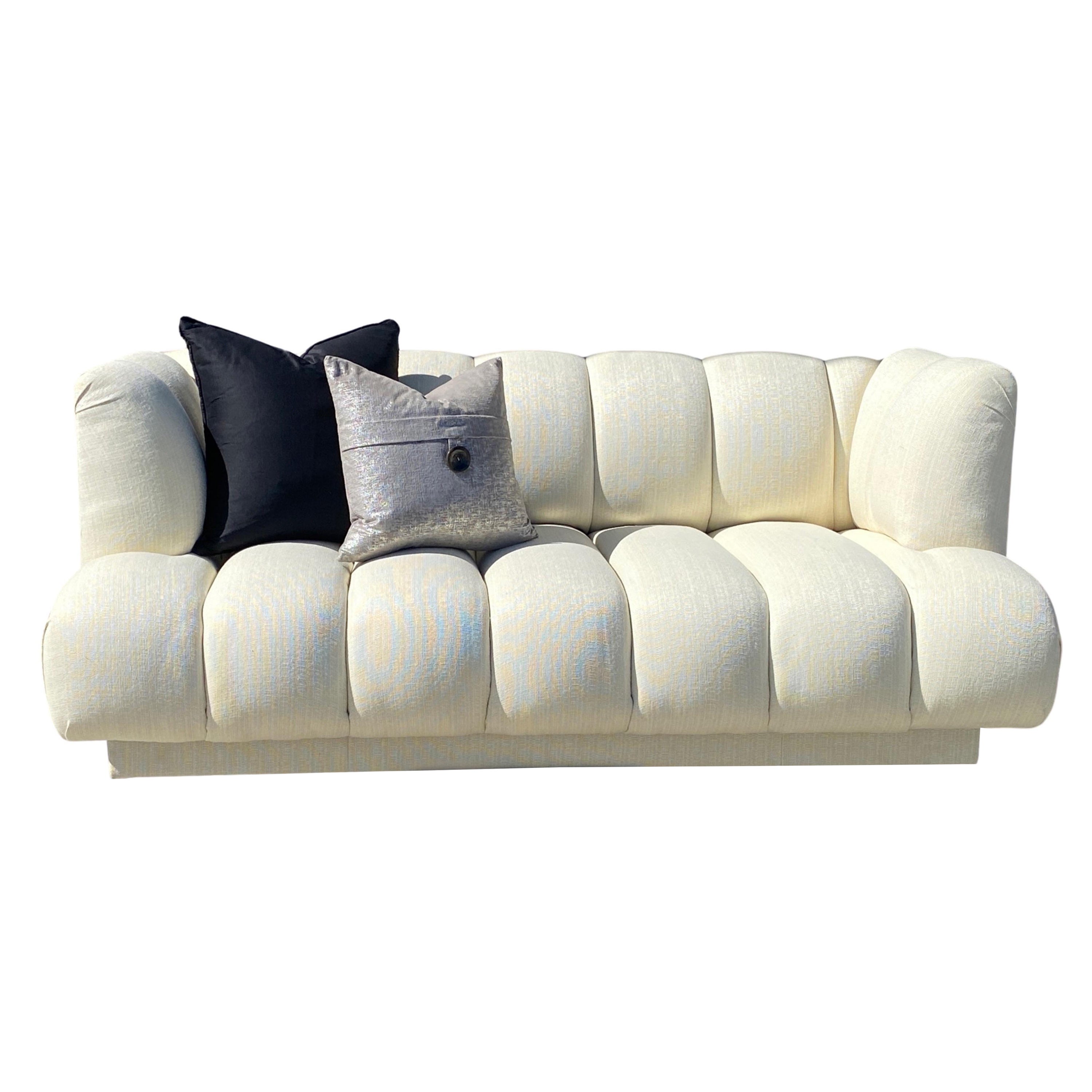 Steve Chase Iconic Channel Sofa From Celebrity Estate in New Creme Upholstery  For Sale