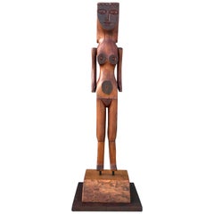 Tall 70"H Carved Wood Sculpture Figure, 20th Century 
