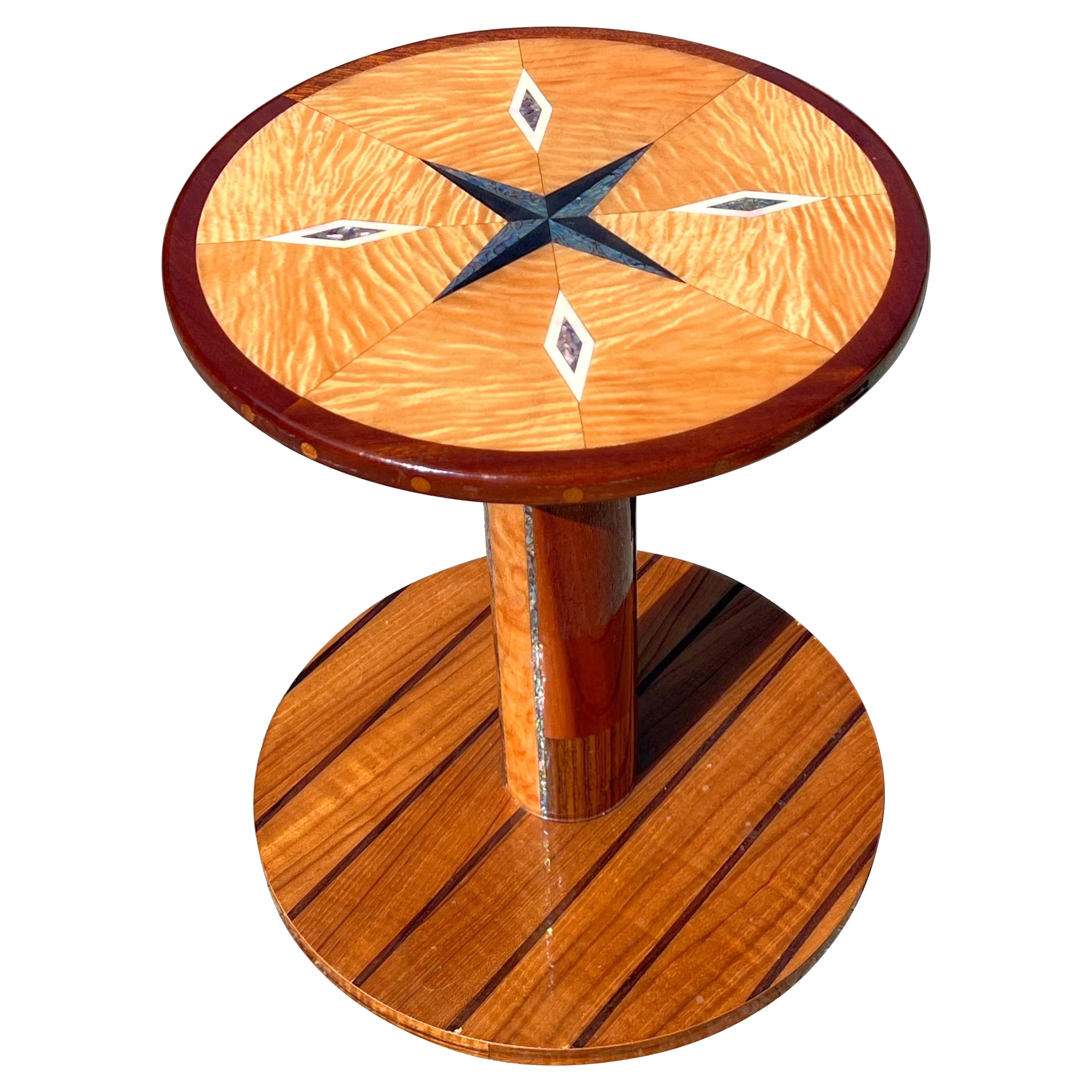 1970s Artisan Crafted Specimen Compass Table