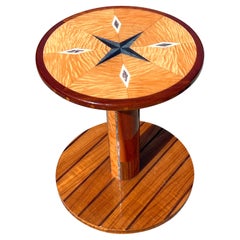 Vintage 1970s Artisan Crafted Specimen Compass Table