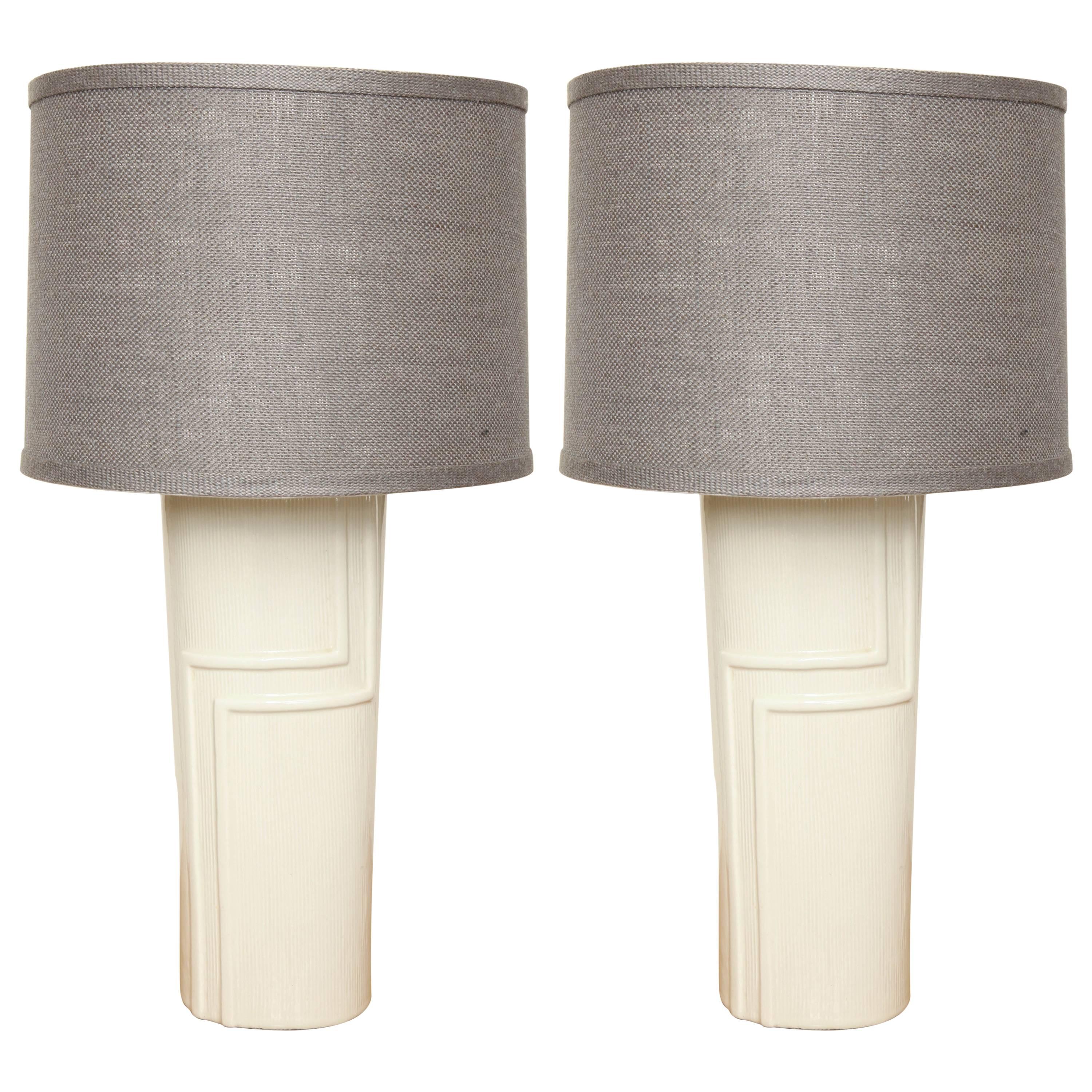 Pair of Lamps with Graphic Design, circa 1960