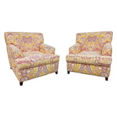 Modern Oversized Floral Club Chairs - Set of 2